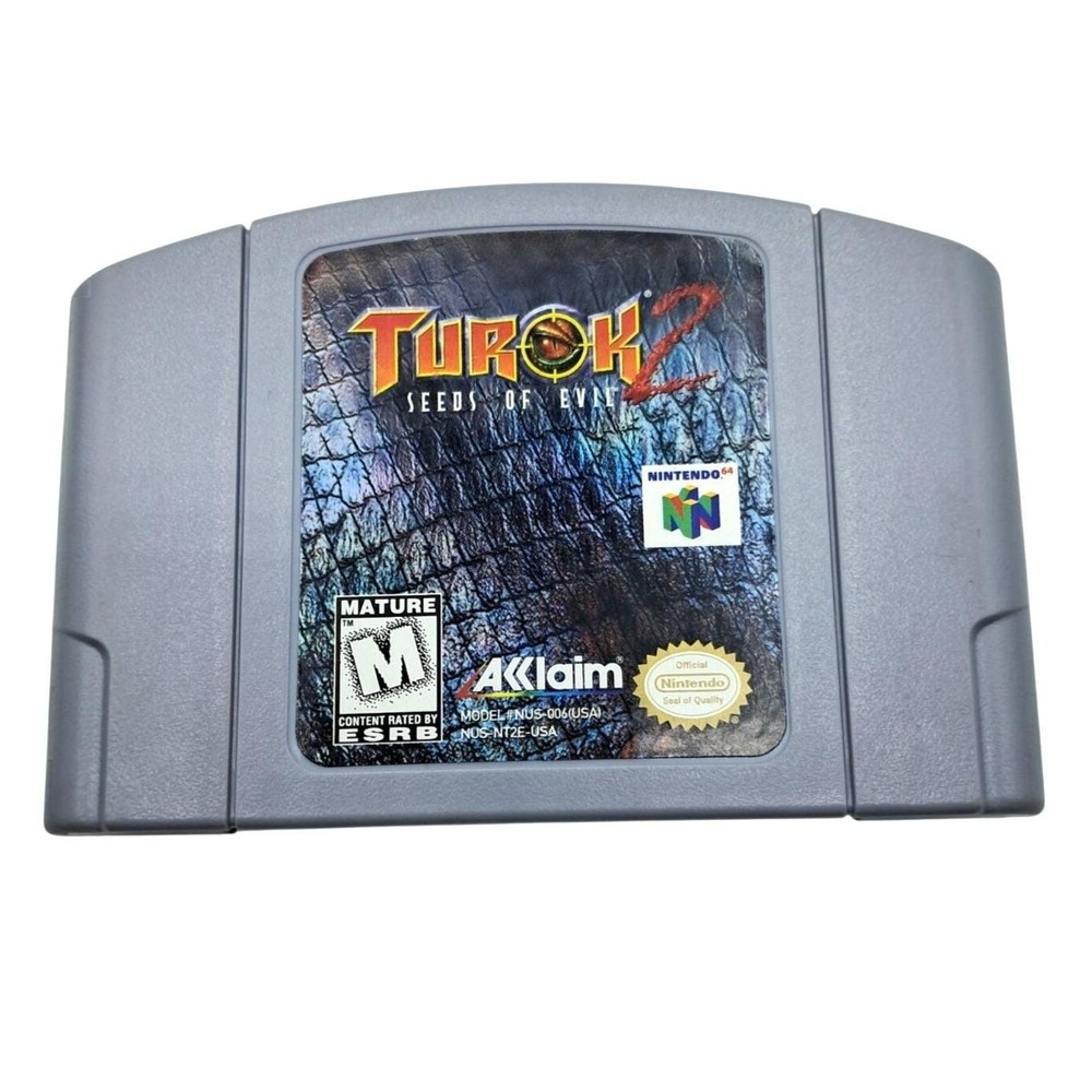 Acclaim Turok 2 Seeds of Evil Nintendo 64 N64 Gray Game Cartridge‎ NUS-006 USA